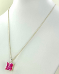 Pink Square-Cut Pendant Necklace in Silver