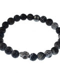 Midnight Stone Beaded Bracelet – Minimalist Black Natural Stone